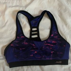 Avia Black and Blue Patterned Sports Bra